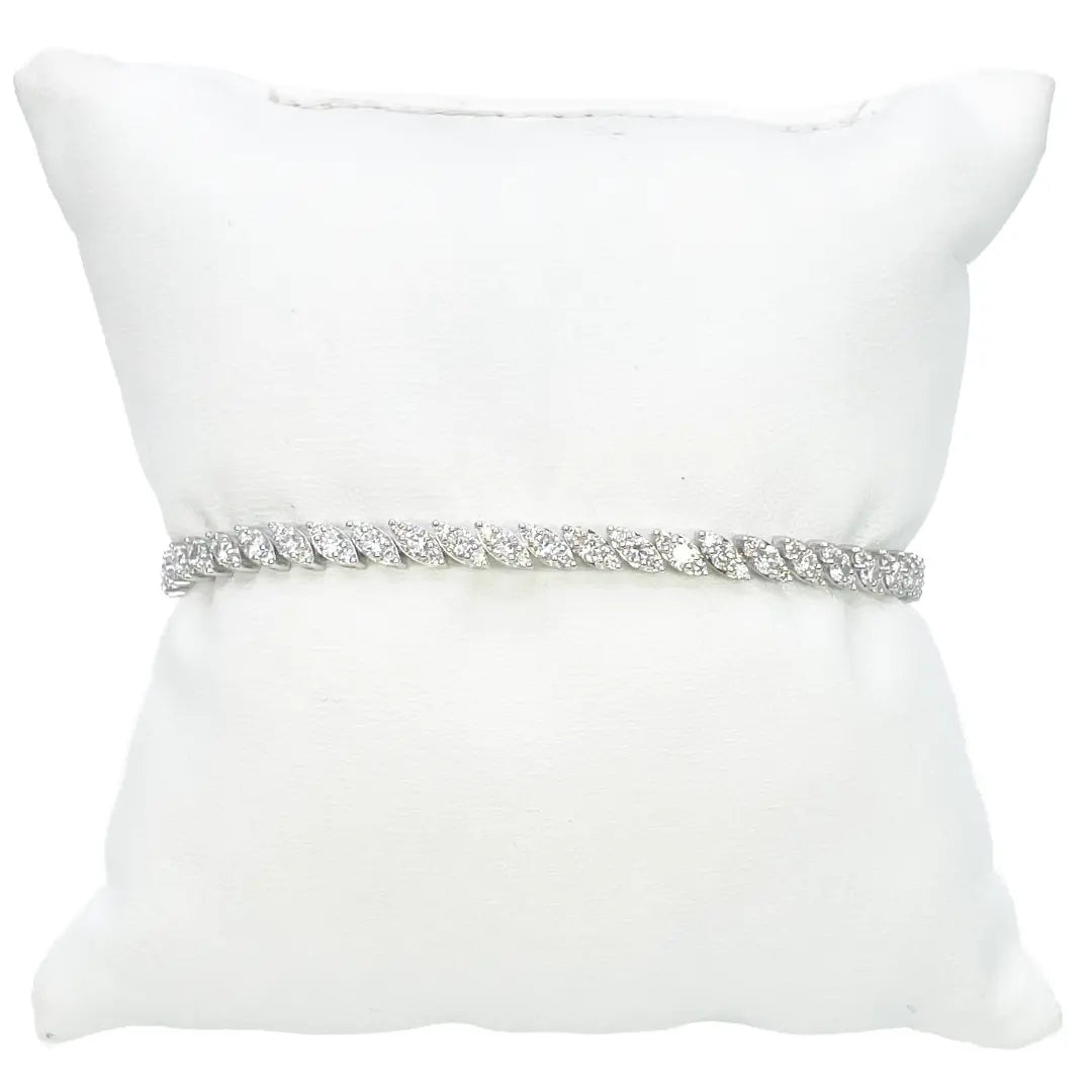 18ct White Gold & Natural Diamond Leaf Marquise Style Tennis Bracelet 3.21ct Diamond Bracelets