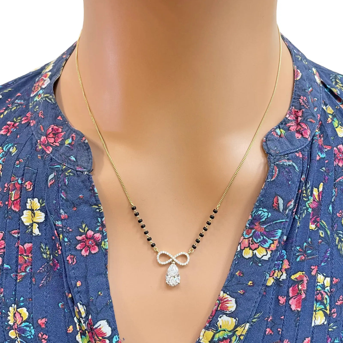 18ct Yellow Gold Lab Grown Diamond 1.65ct Infinity Mangalsutra Necklace IGI Cert Mangalsutra Chains