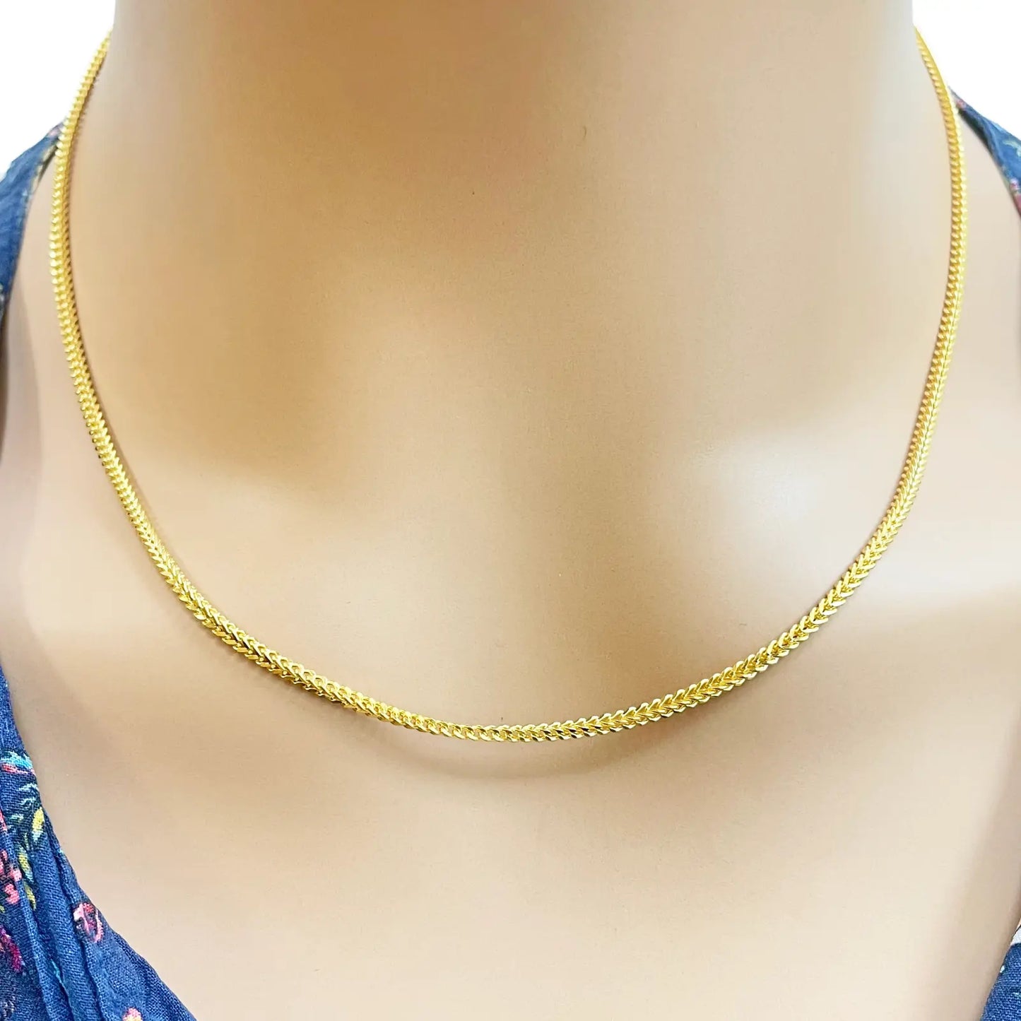 22ct Yellow Gold Foxtail Chain Necklace 18''Inches 2.0mm Width