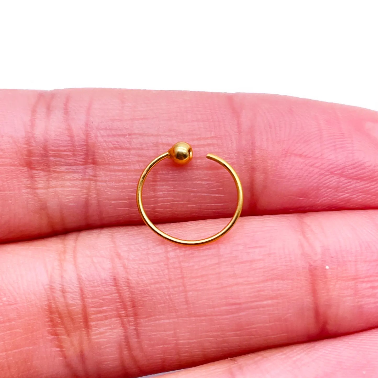 22ct Plain Polished Yellow Gold Single Nose Hoop 10mm Diamond Bracelets