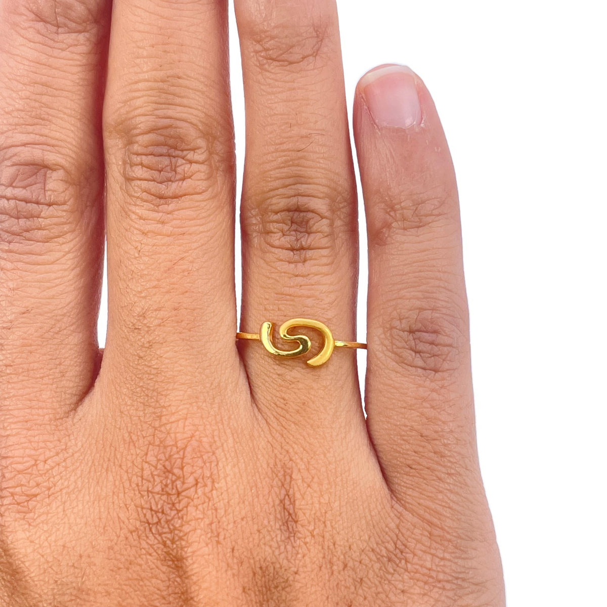 22ct Yellow Gold Double Swirl Ring High Polished Wave Design