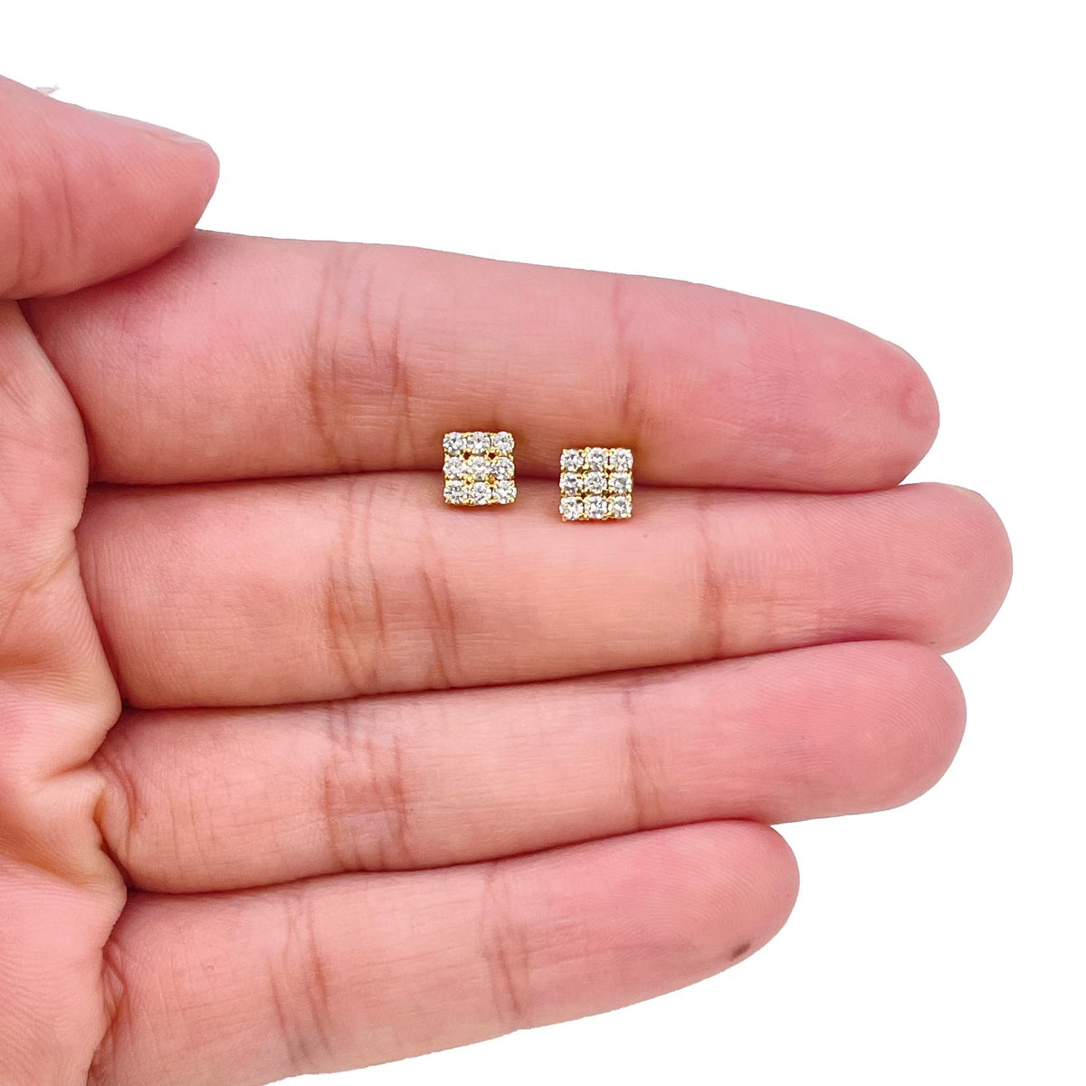 18ct Yellow Gold Natural Diamond Square Cluster Stud Earrings 0.30ct