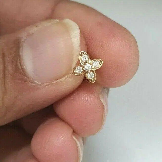 Round Diamond Nose Stud / Nose Pin 18ct Yellow / White/ Rose Gold 0.07 cts Nose Stud