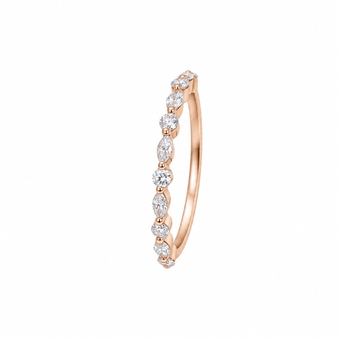 18ct Rose Gold Natural Diamond Round & Marquise Half Eternity 0.40ct