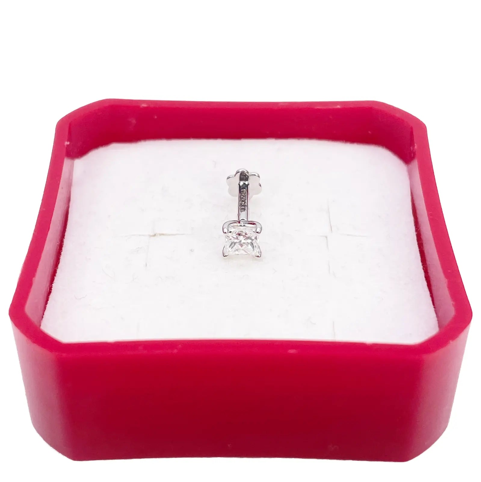 18ct Gold Natural Princess Diamond Nose Stud Pin 0.20ct 4 Claw Certified  Body Piercing