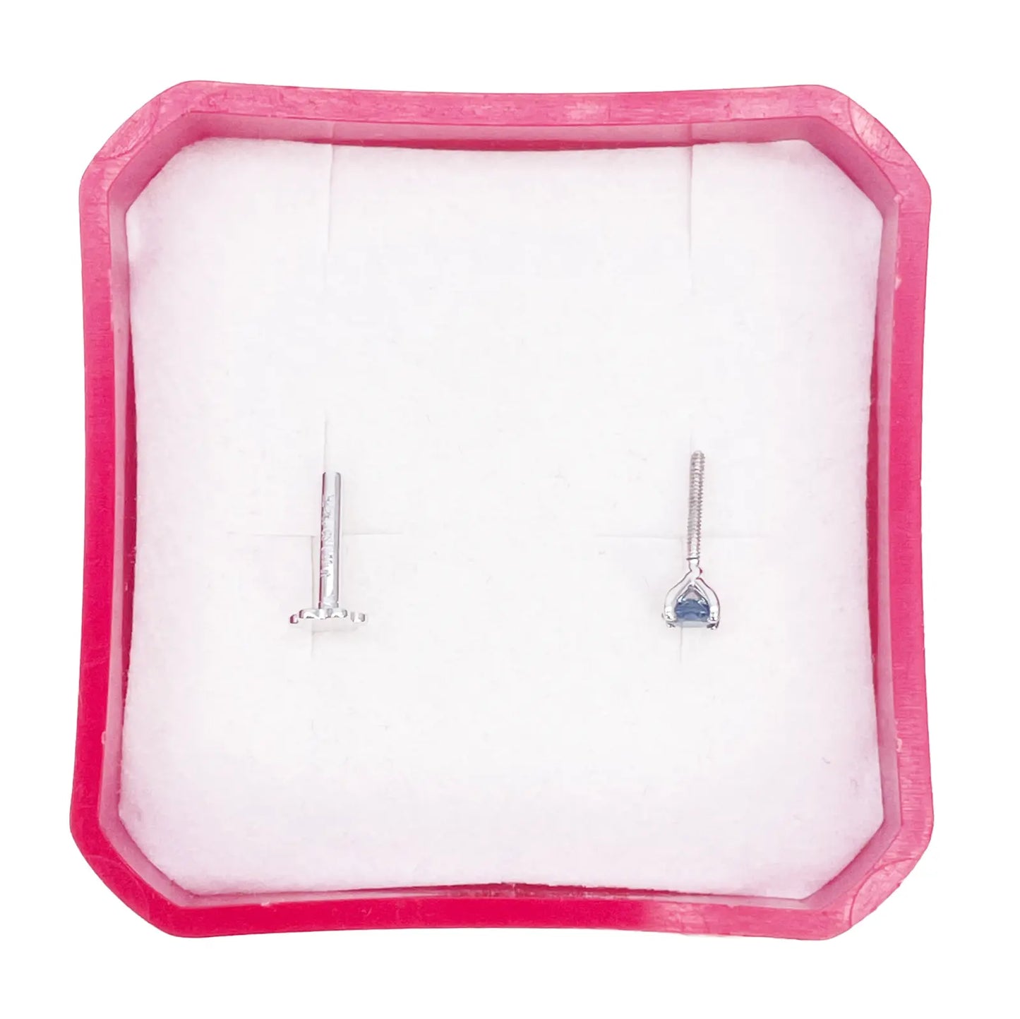 18ct Gold Natural Round Sapphire 4-Claw Nose Stud Pin 0.10ct 2.8mm Width 