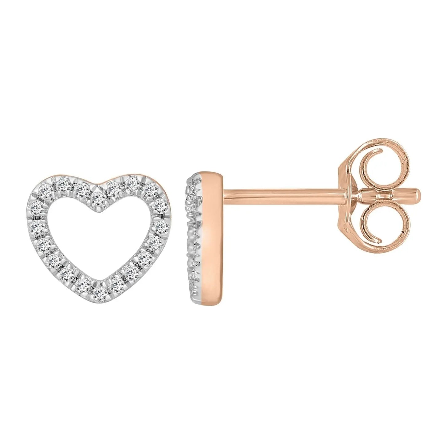 18ct Rose Gold Heart Natural Diamond Stud Earrings 0.12ct  Diamond earring