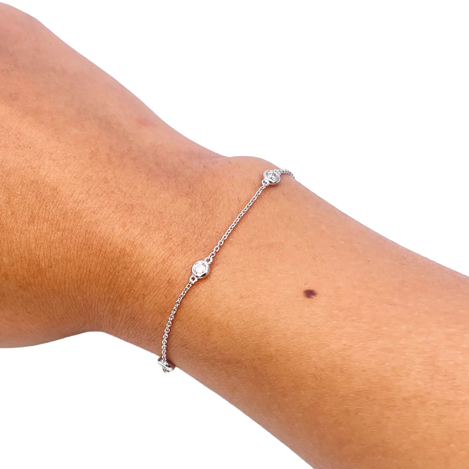 18ct White Gold Natural Diamond Bezel Bracelet 0.40ct 7''inches  Diamond Bracelets
