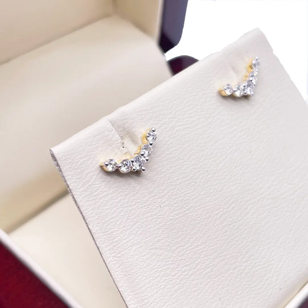 18ct Yellow Gold Natural Diamond Crawler/Climber Earrings 0.29ct 