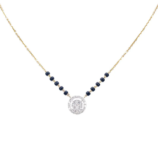 18ct Yellow Gold Natural Diamond Cushion Pendant Mangalsutra Necklace 0.45ct IGI  Mangalsutra Chains