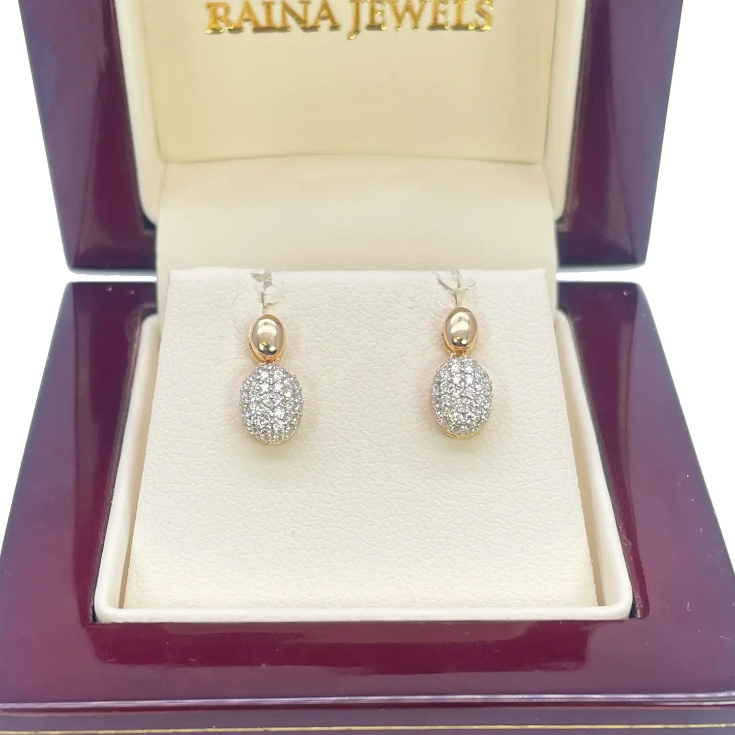 18ct Yellow Gold Natural Diamond Oval Drop/Dangle Stud Earrings 0.30ct  Diamond earring