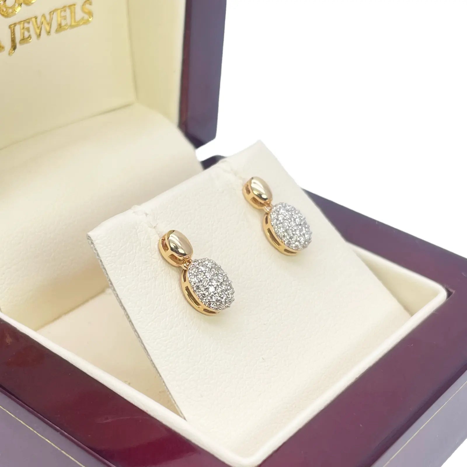 18ct Yellow Gold Natural Diamond Oval Drop/Dangle Stud Earrings 0.30ct  Diamond earring