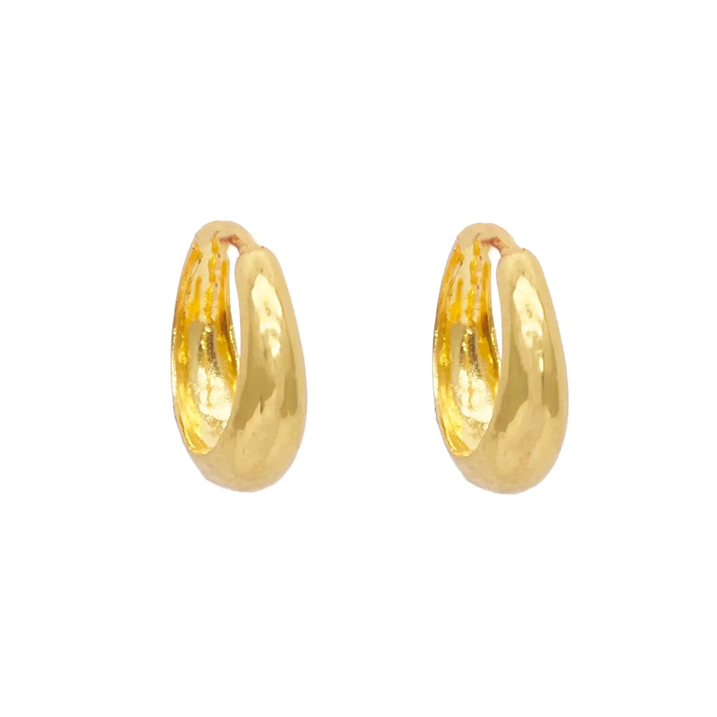 18ct Yellow Gold Pair Of High Polished Dome Hoop Huggie Earrings 10.8mm Diameter 