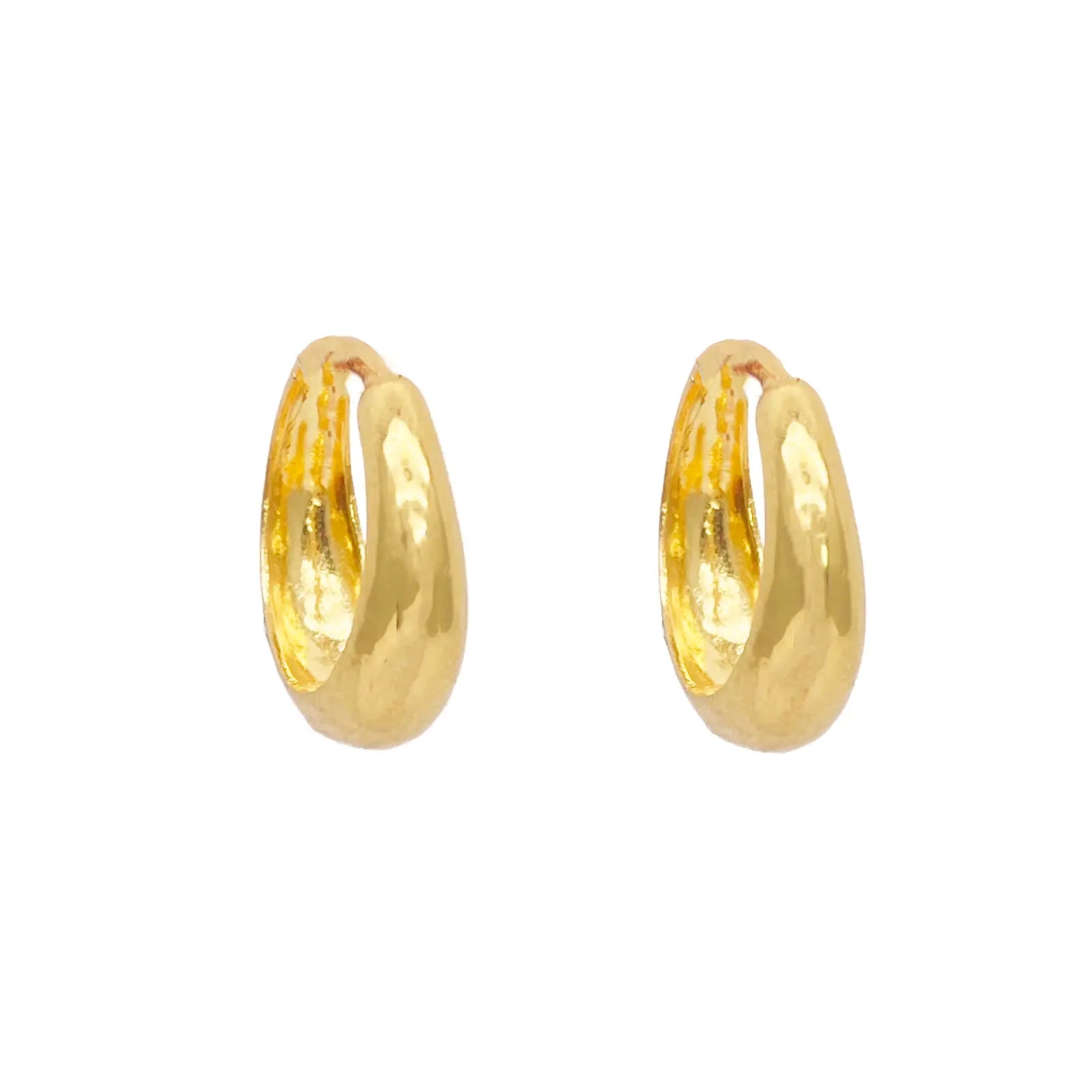 18ct Yellow Gold Pair Of High Polished Dome Hoop Huggie Earrings 10.8mm Diameter 
