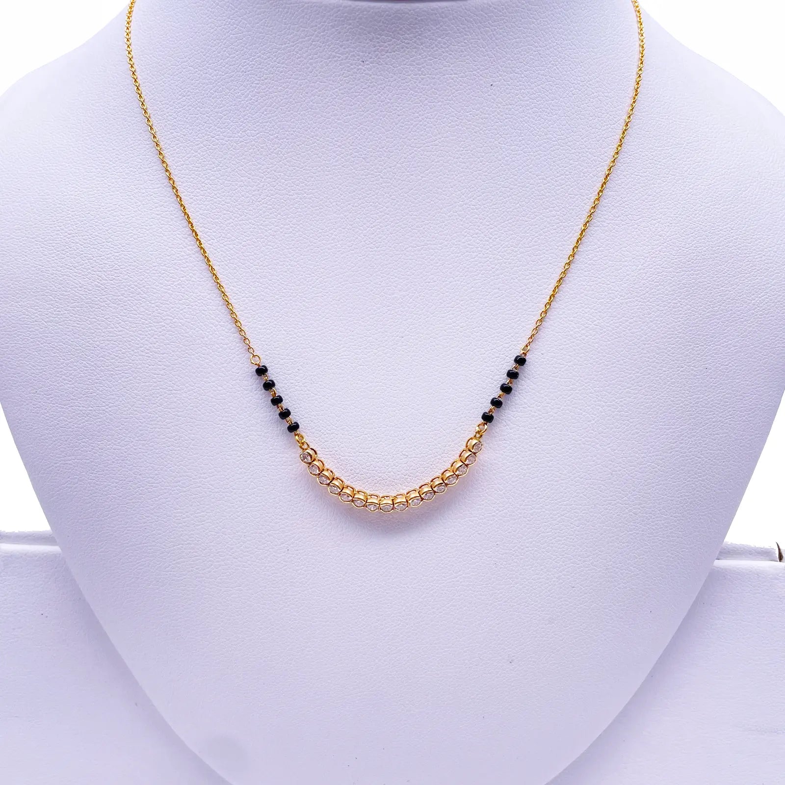 18ct Yellow Gold & Natural Diamonds 0.45ct 10 Beaded Mangalsutra Necklace Chain Hallmarked  Mangalsutra Chains