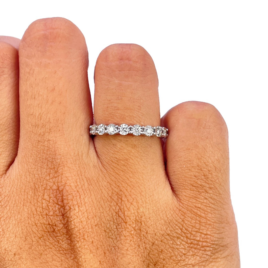 14ct White Gold Natural Diamond Illusion Full Eternity Ring 0.42ct