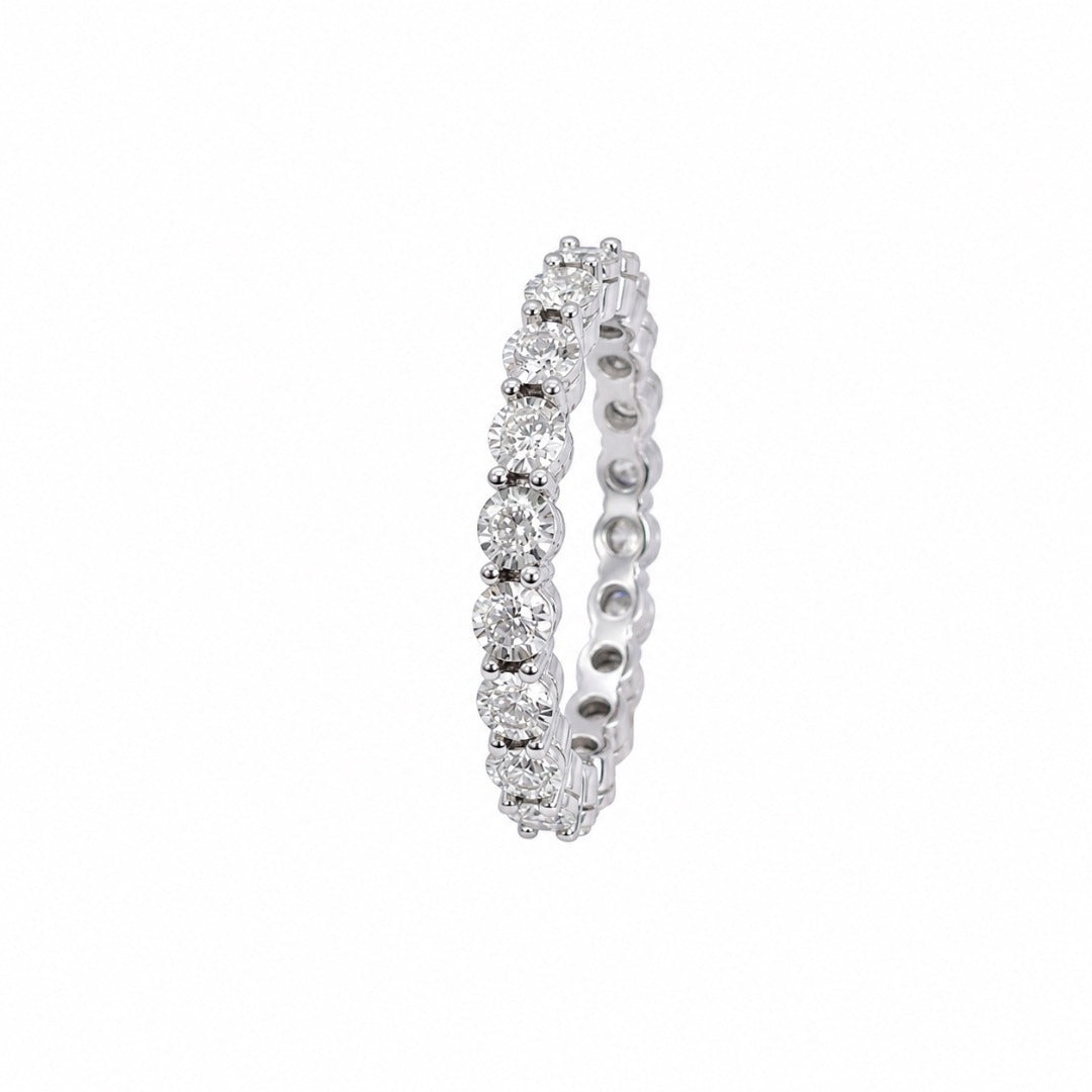 14ct White Gold Natural Diamond Illusion Full Eternity Ring 0.42ct