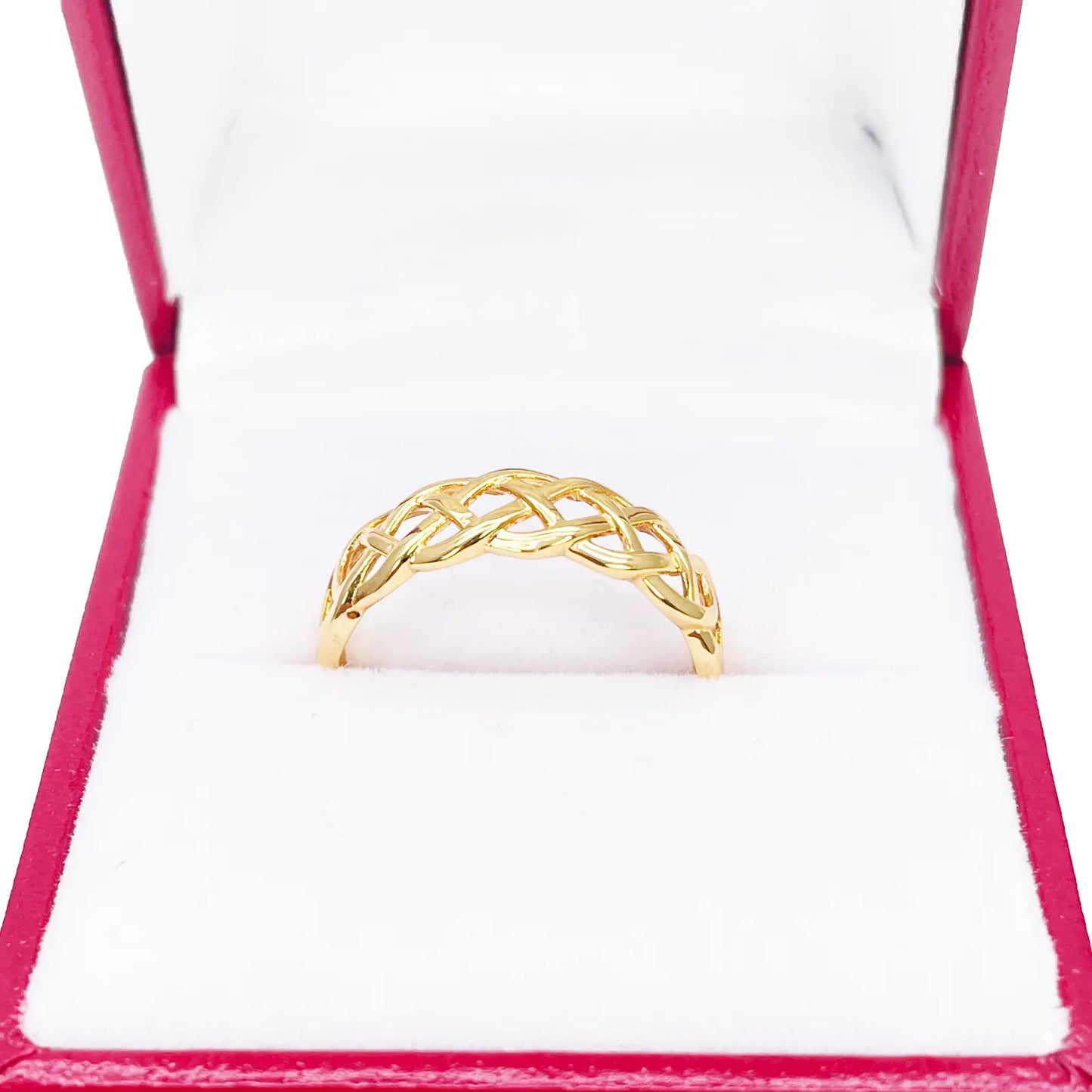 22ct Gold Celtic Knot Ring High Polished Loose Braided Design 6 mm Width Size N 