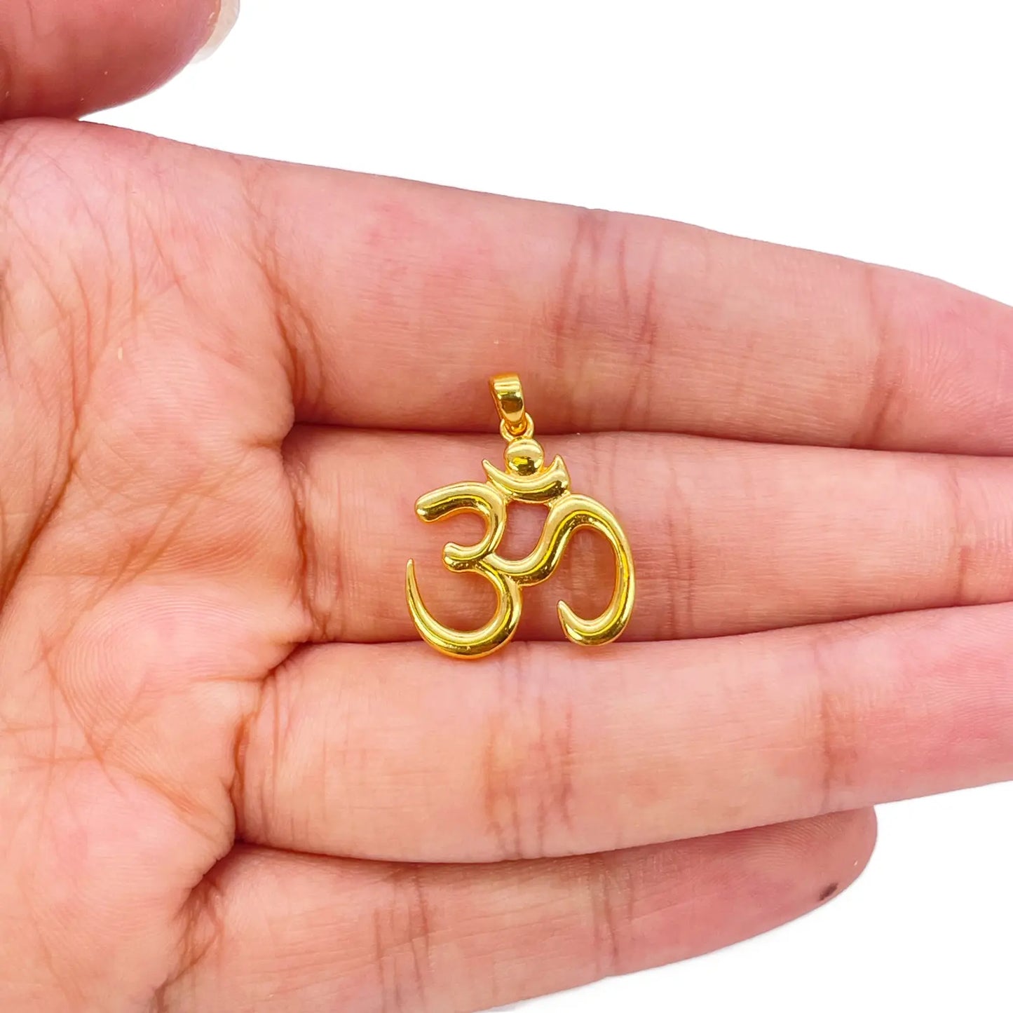 22ct Gold Classic Om Pendant High Polished 20x14mm 