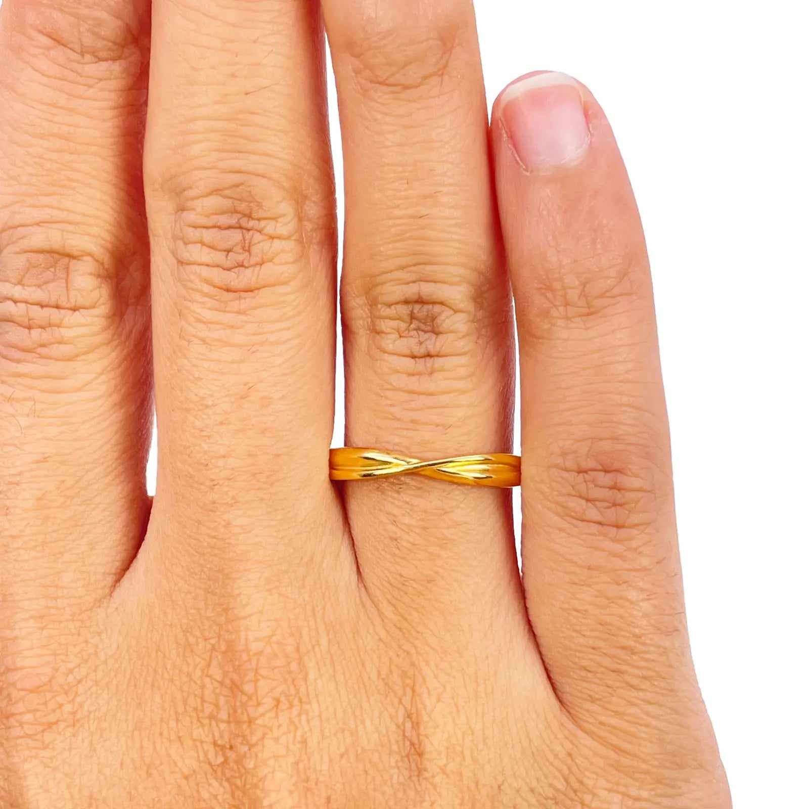 22ct Gold Criss Cross Minimalist Ring High Polished 3 mm Width Size N 