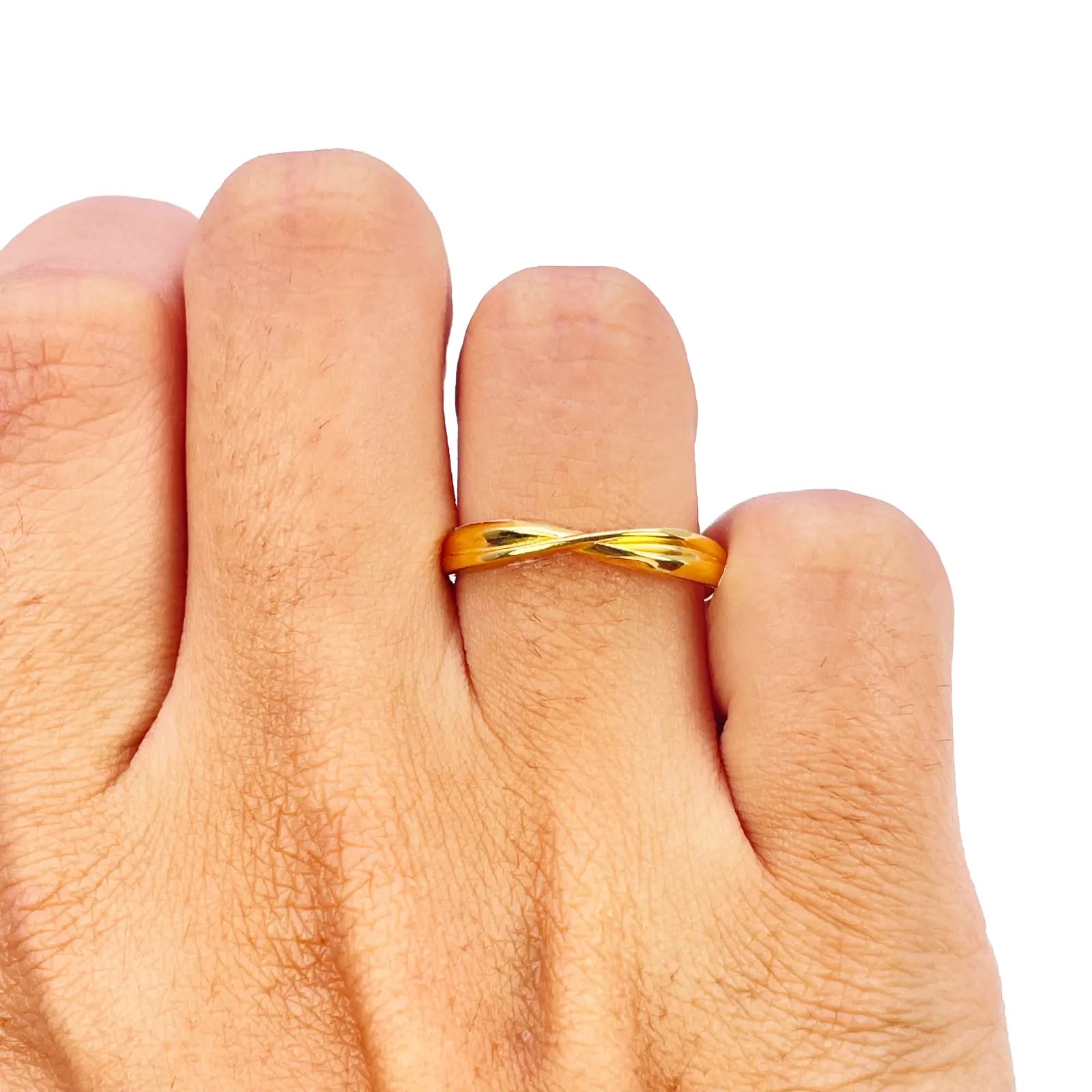 22ct Gold Criss Cross Minimalist Ring High Polished 3 mm Width Size N 