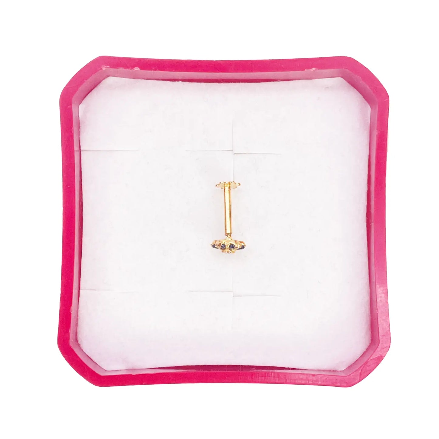 22ct Gold Floral Cubic Zirconia Black Stone Nose Pin/Stud 4mm Width 