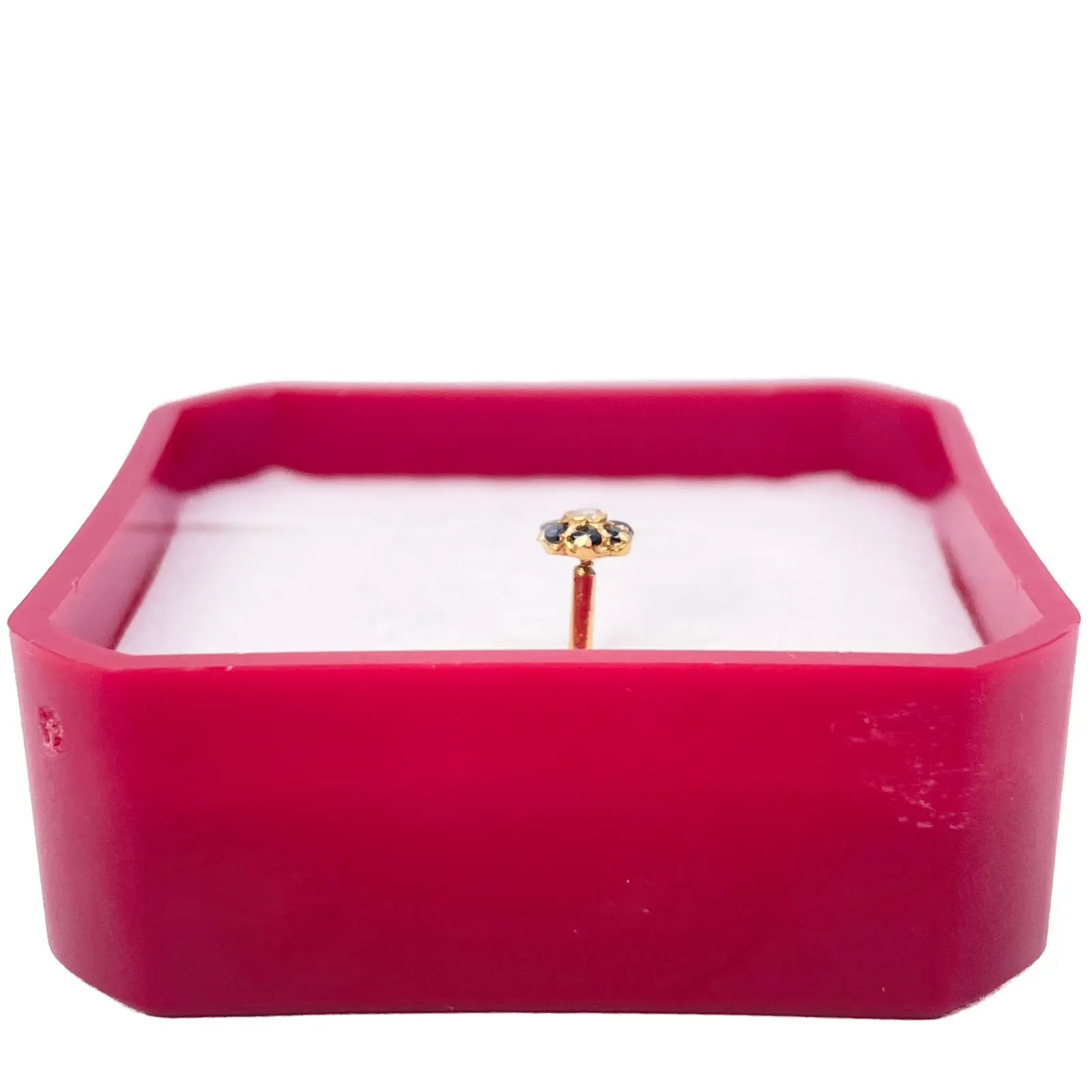 22ct Gold Floral Cubic Zirconia Black Stone Nose Pin/Stud 4mm Width 