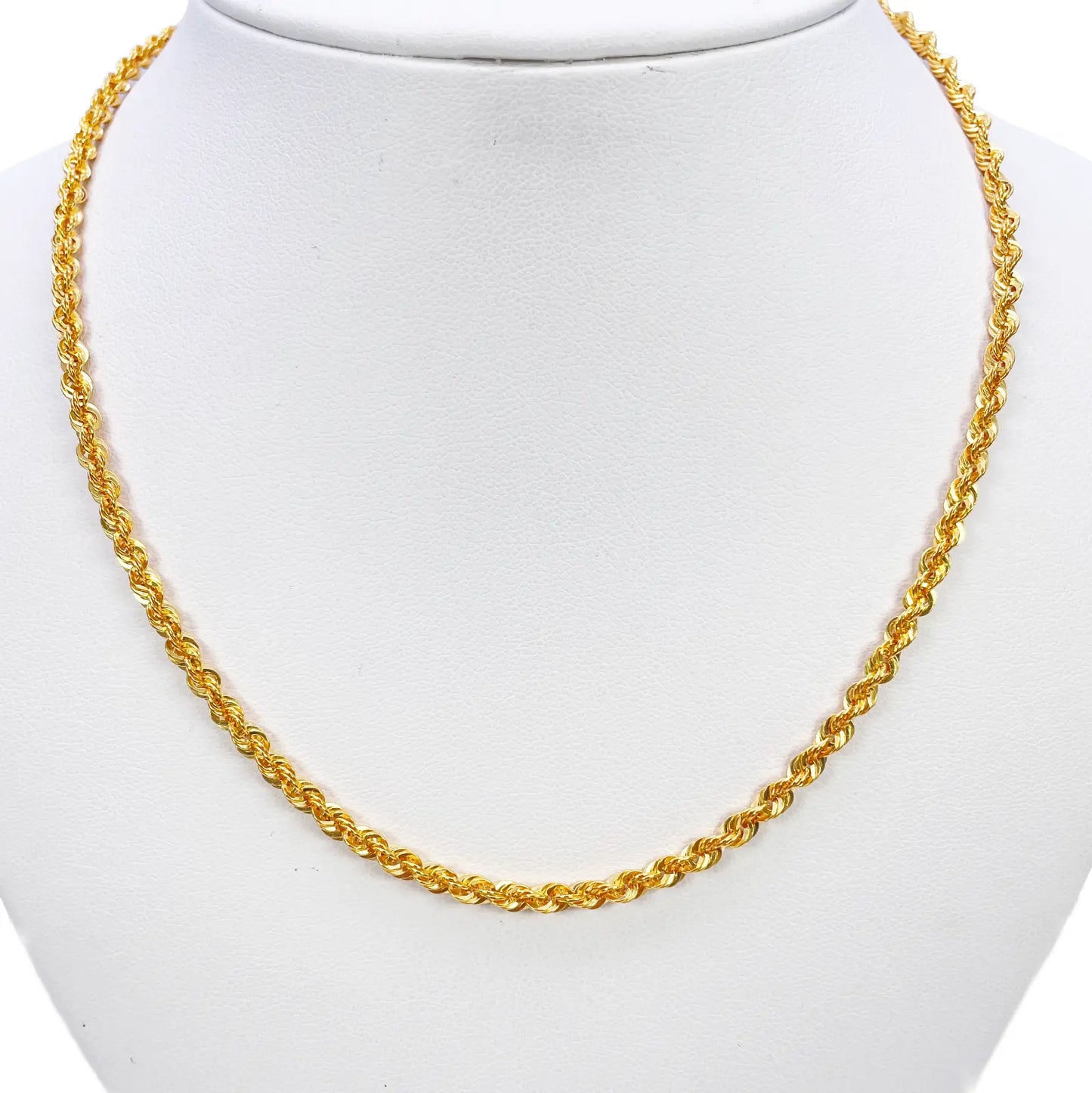 22ct Gold Rope Chain Lightweight Necklace 24 Inches 3 mm Width 