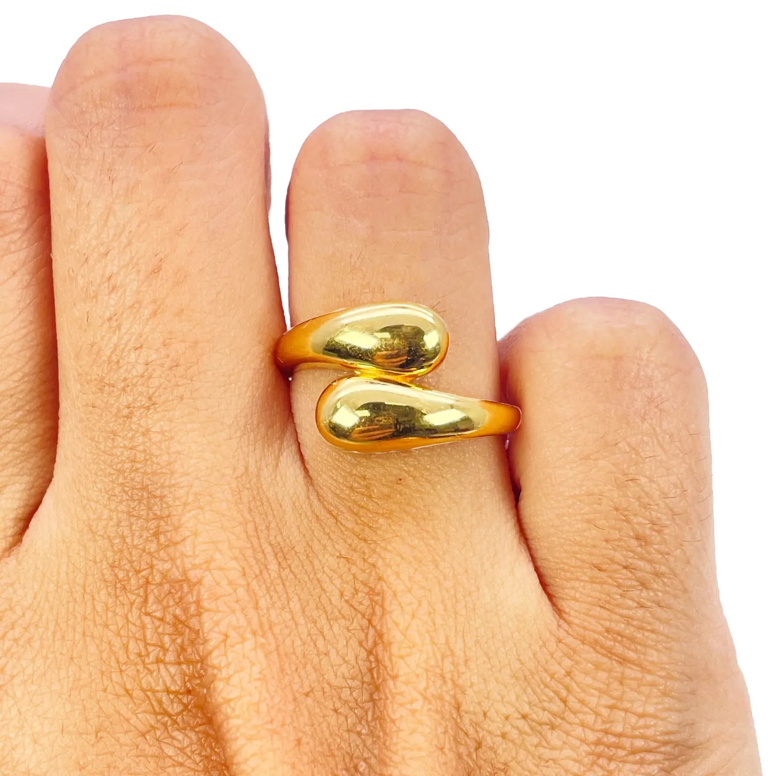 22ct Gold Teardrop Crossover Ring High Polished Ladies Ring 