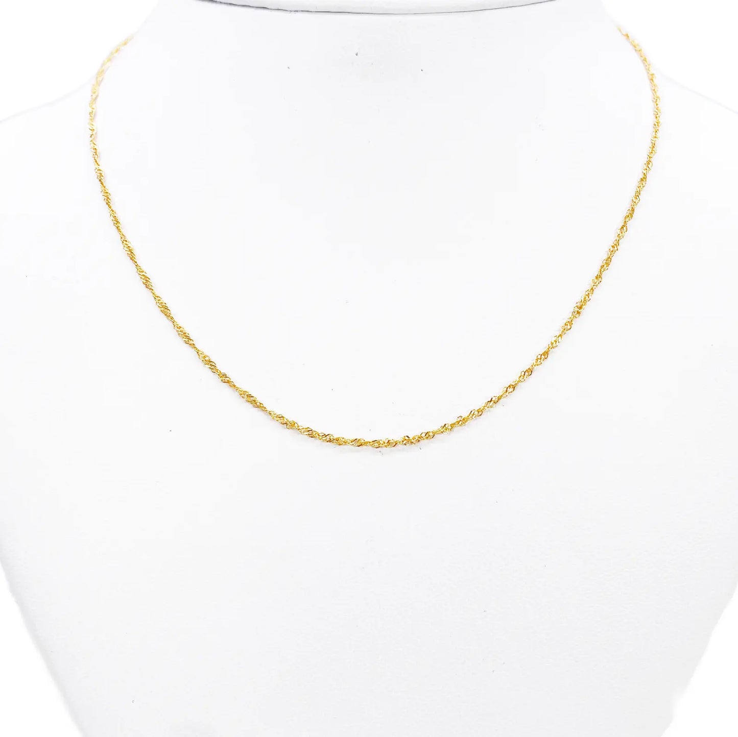 22ct Gold Twisted Chain Lightweight Fancy Ripple Necklace 16 Inches 1mm Width 