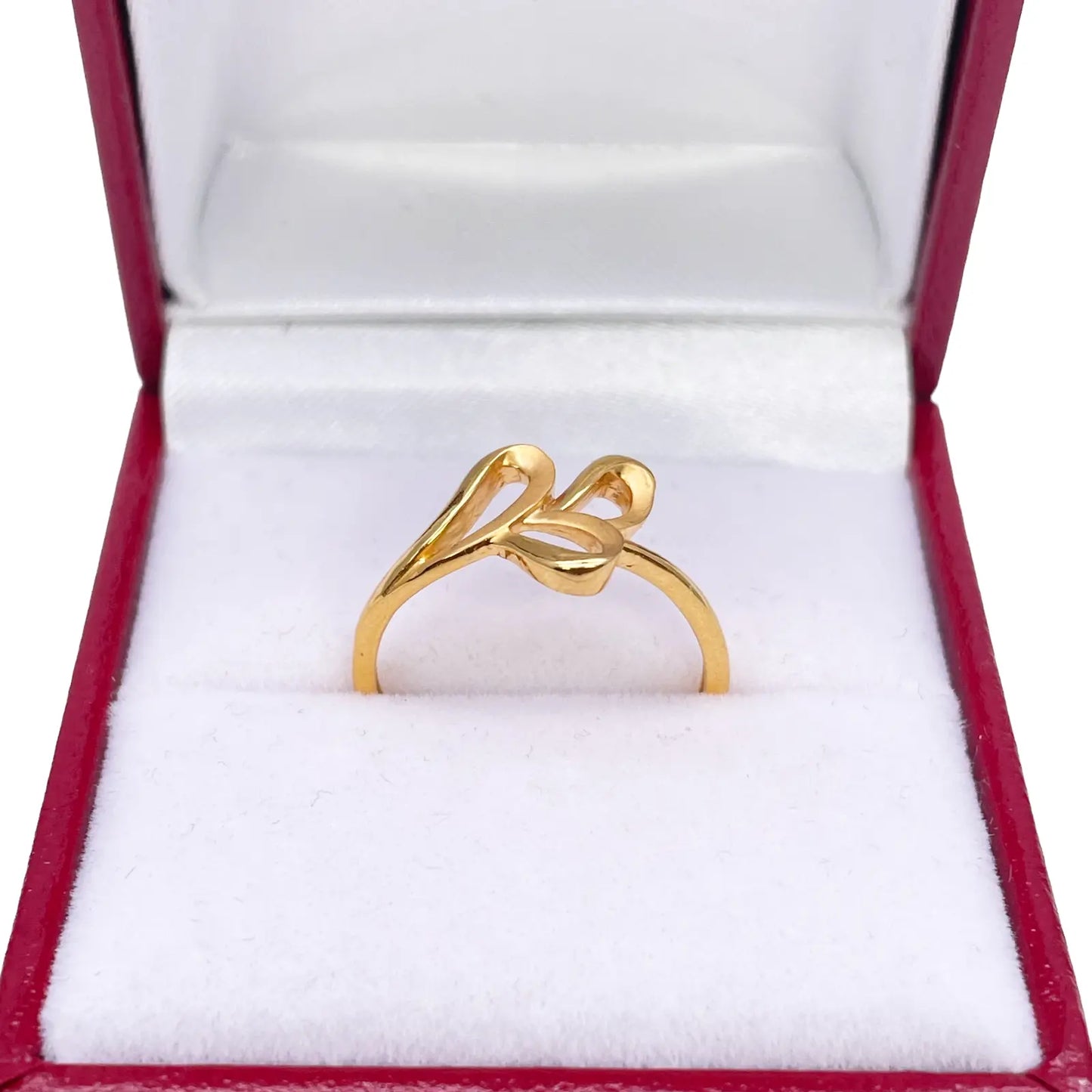 22ct Yellow Gold Beautiful Polished & Matt Floral Minimalist Ring 