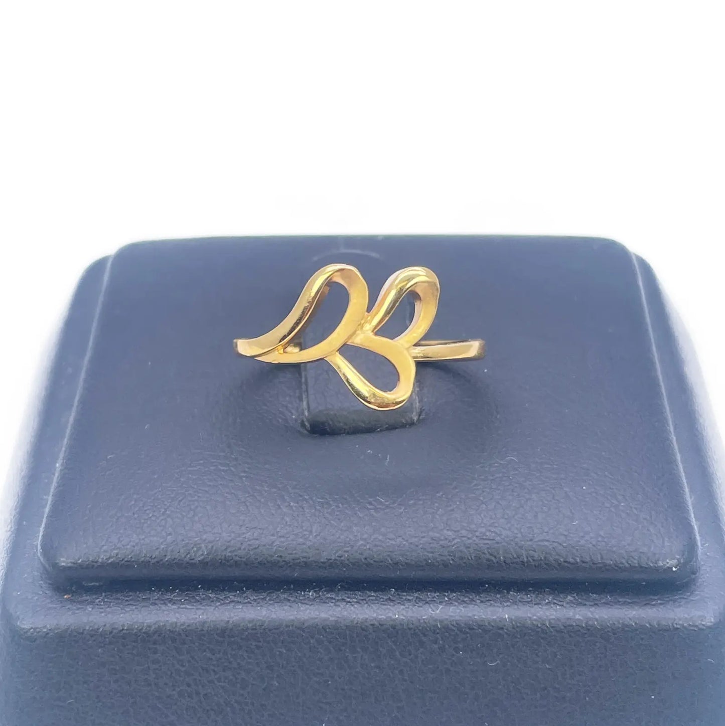 22ct Yellow Gold Beautiful Polished & Matt Floral Minimalist Ring 