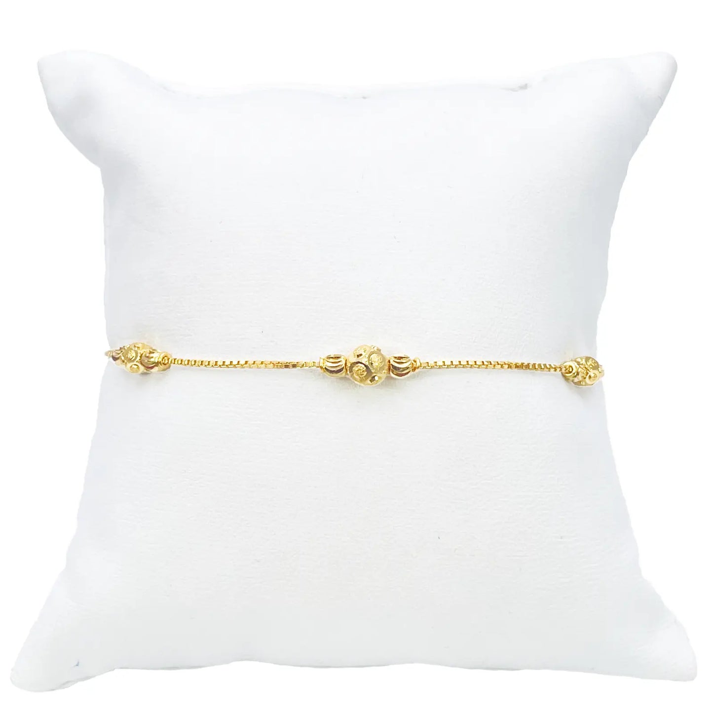 22ct Yellow Gold Diamond Cut Gold Beaded Bracelet 8 inches 