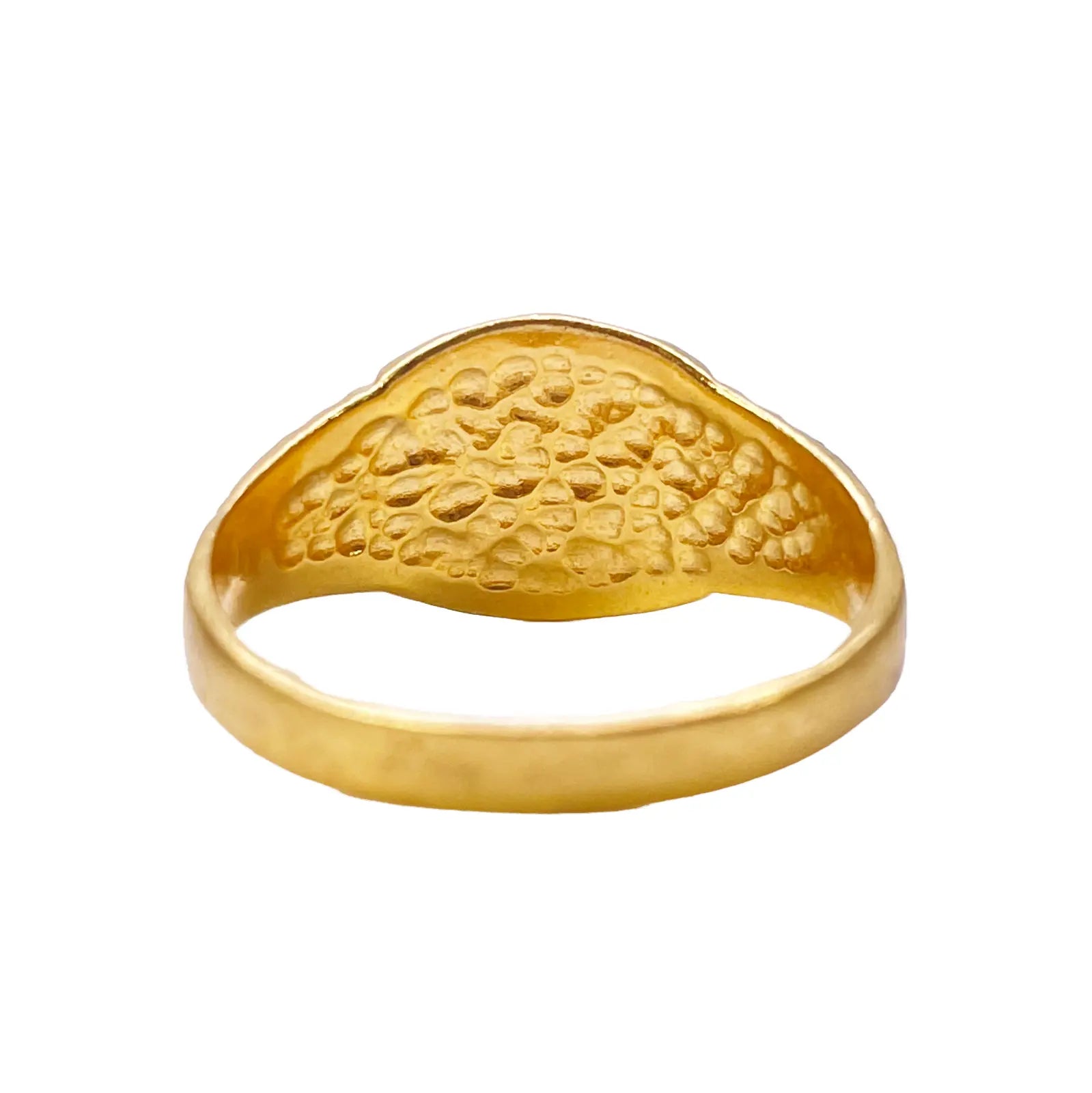22ct Yellow Gold Diamond Cut High Polished & Textured Mens Signet Ring 