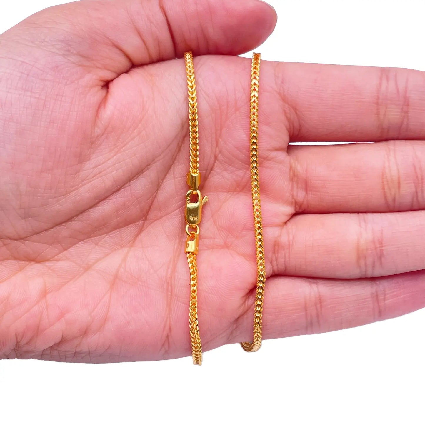 22ct Yellow Gold Foxtail Chain Necklace 18''Inches 2.0mm Width 