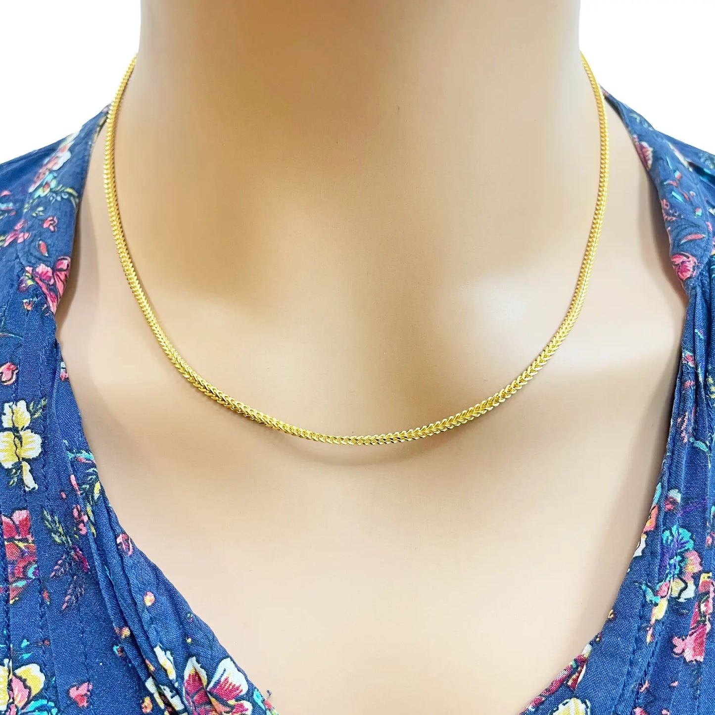 22ct Yellow Gold Foxtail Chain Necklace 18''Inches 2.0mm Width 