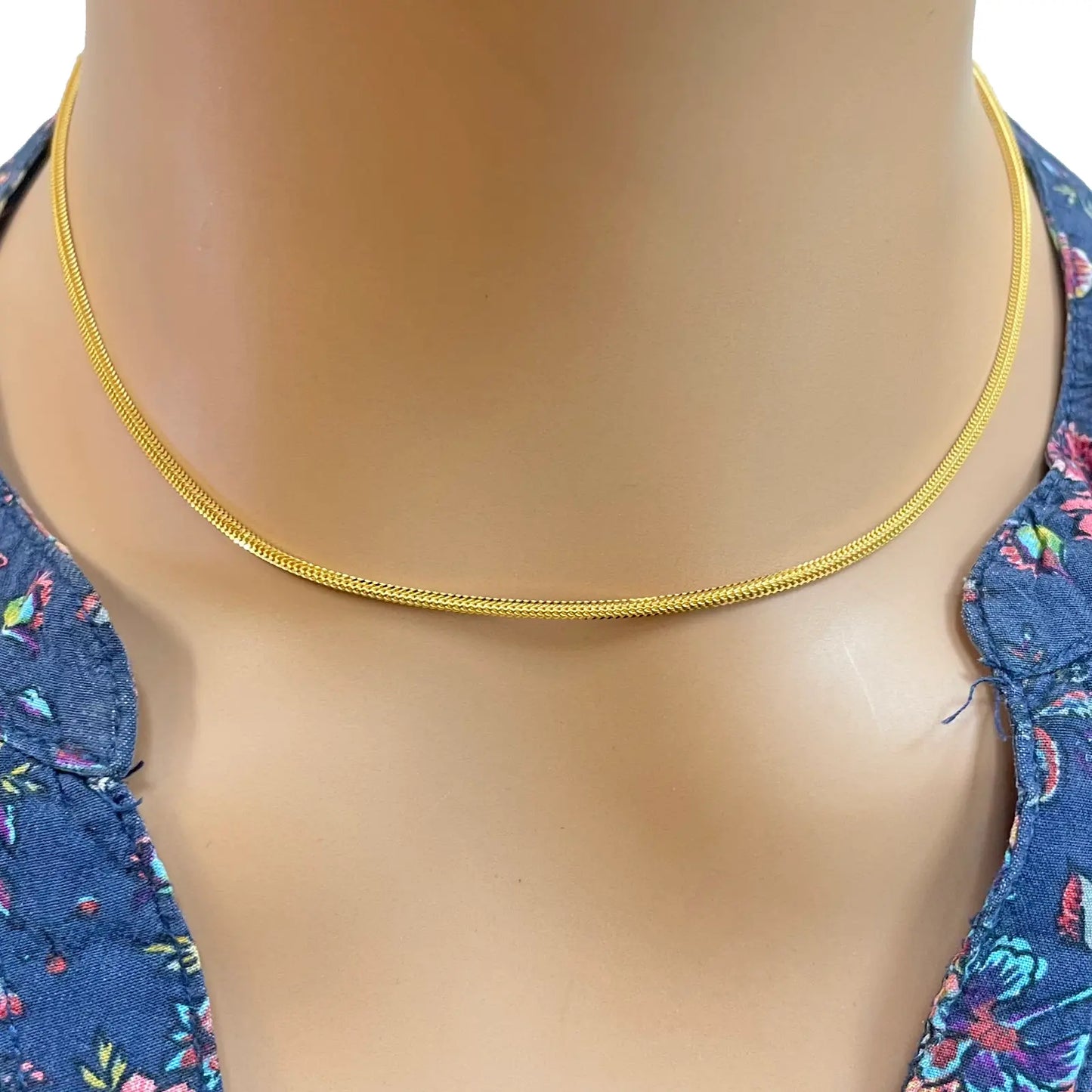 22ct Yellow Gold Foxtail Dragon Chain Necklace 16''inches 1.5mm Width 