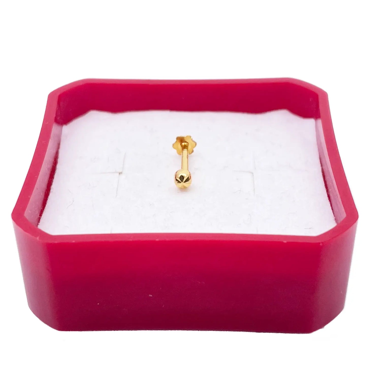 22ct Yellow Gold Gold Diamond Cut Flower Design Single Nose Stud/Pin 2.2mm Width 