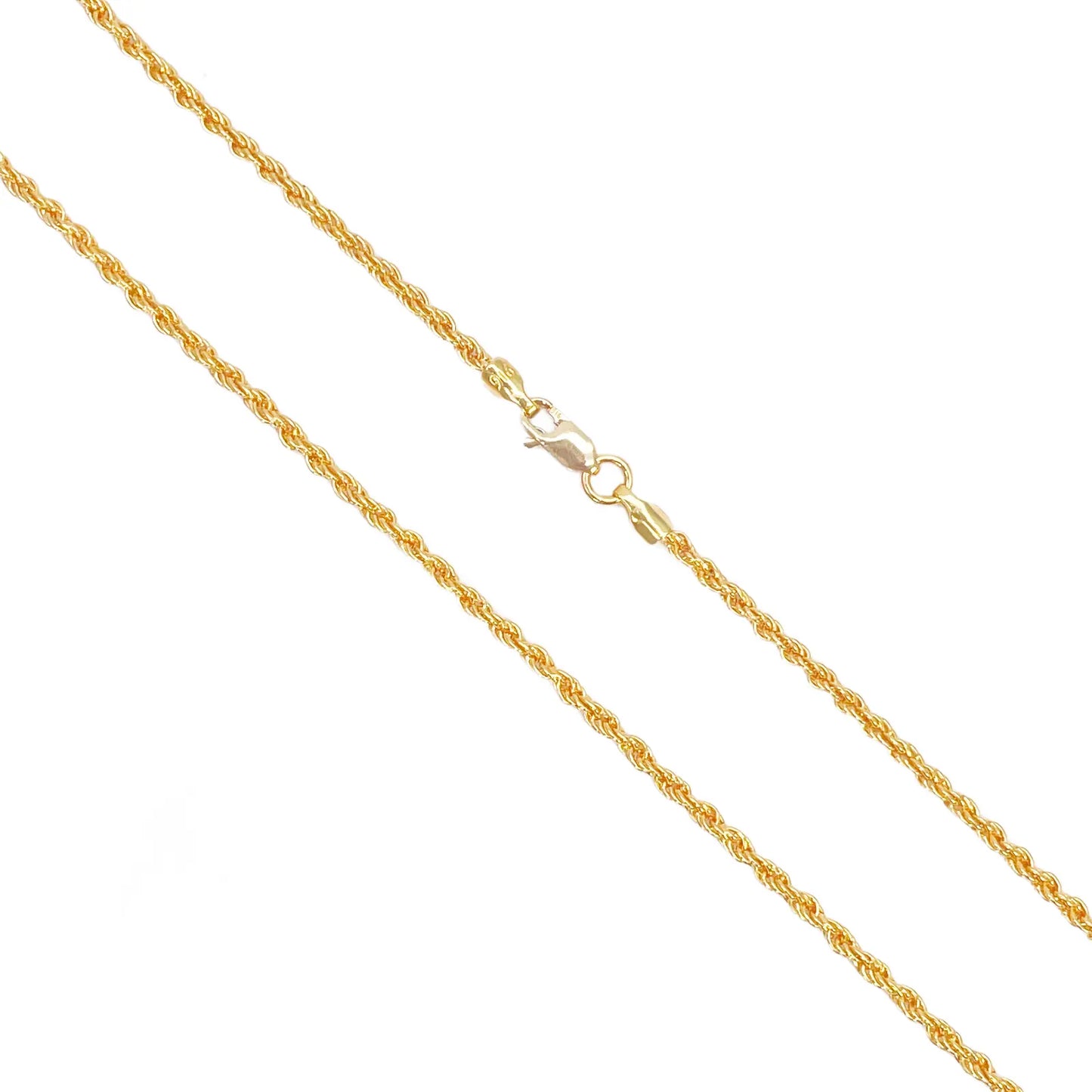 22ct Yellow Gold Lightweight Rope Chain Necklace 18 Inches 1.7mm Width 