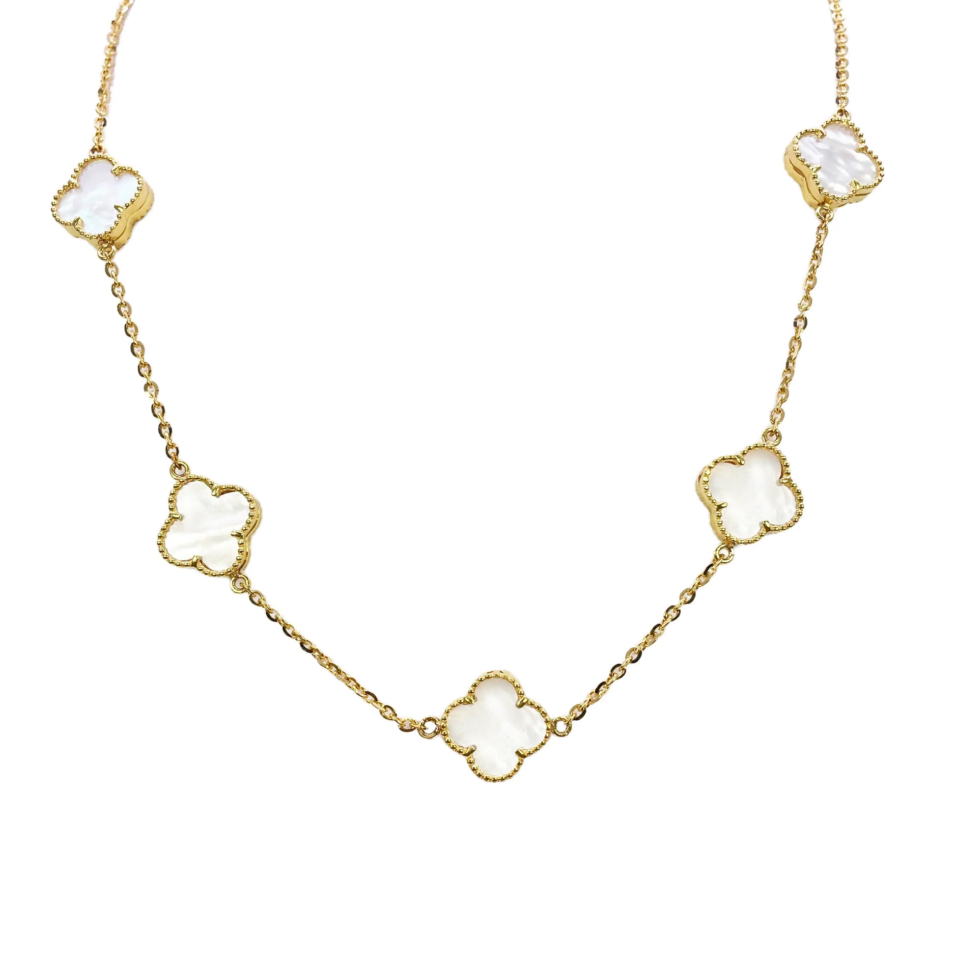 22ct Yellow Gold Mother Of Pearl Clover Necklace 18 Inches  Diamond Bracelets