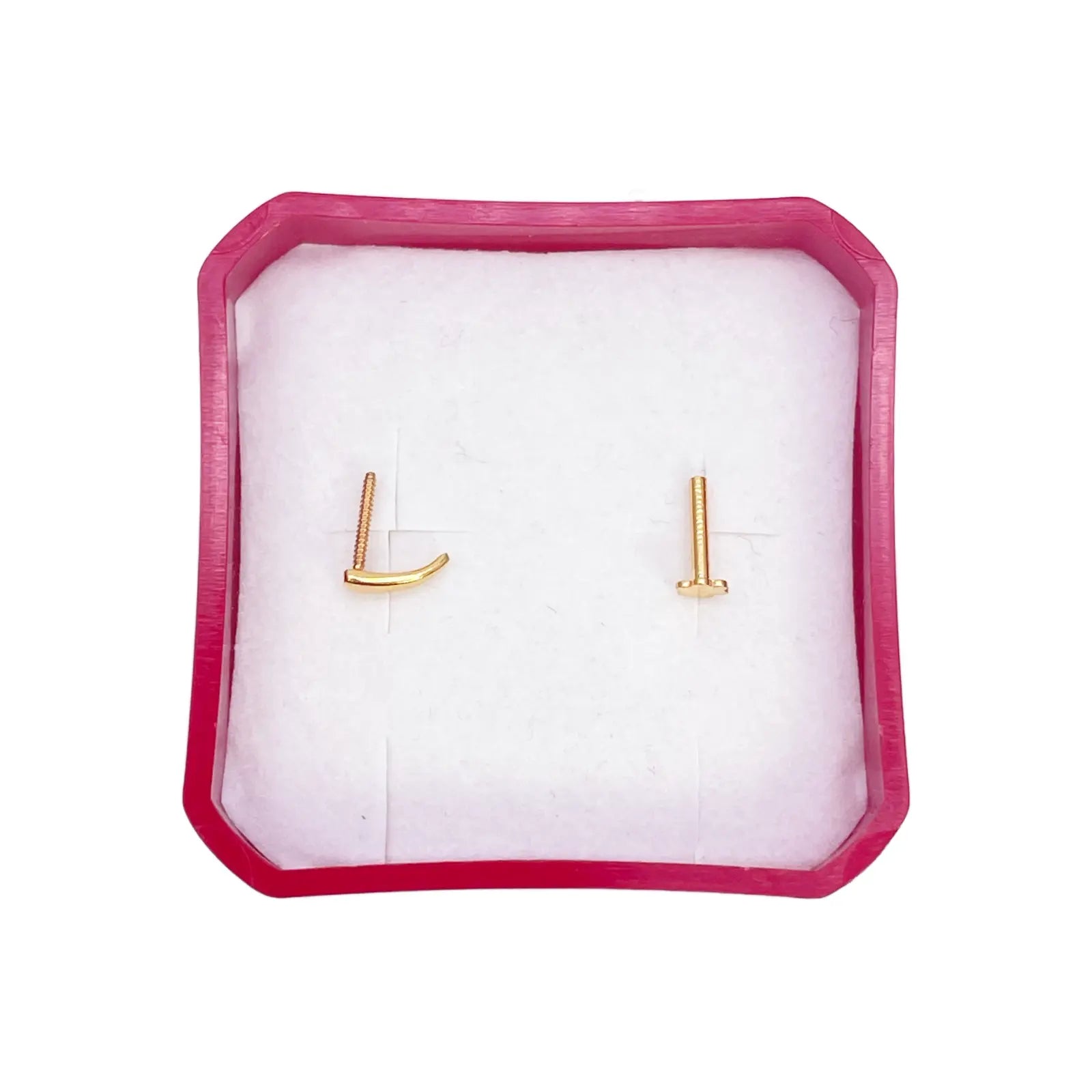 22ct Yellow Gold Plain High Polished Nose Stud/Pin 10mm Length 