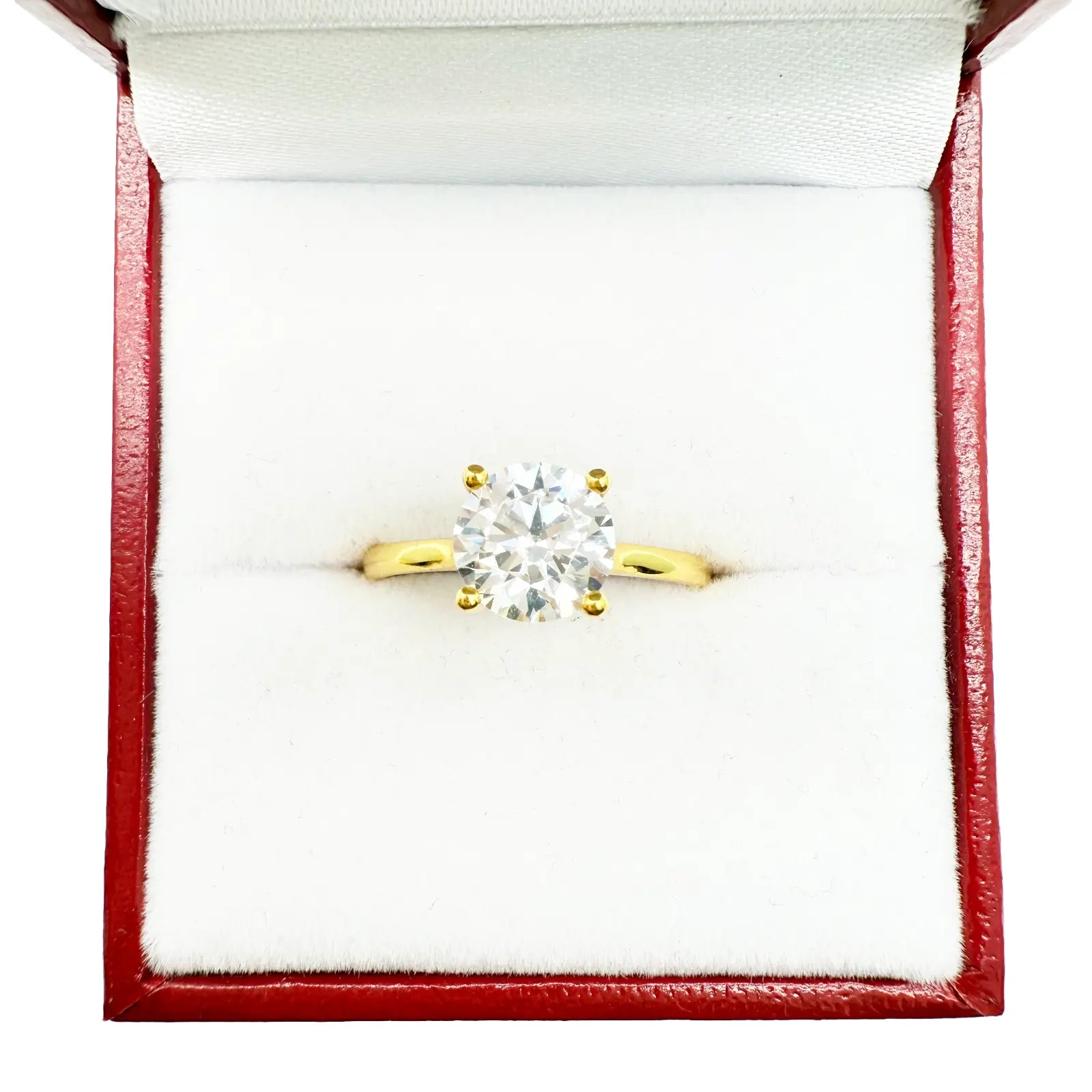 22ct Yellow Gold Round Cubic Zirconia 4-Claw Prong Engagement Ring 7mm Width 