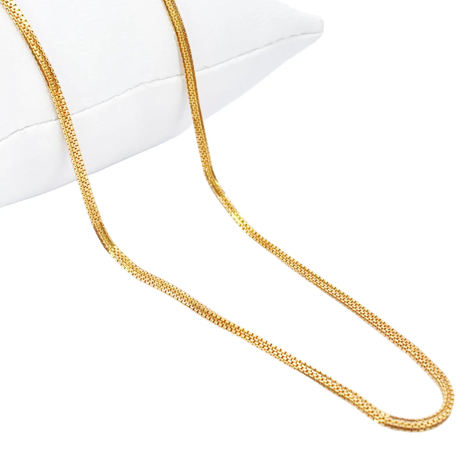 22ct Yellow Gold Solid Double Box Chain Necklace 22 Inches 1.5mm Width 