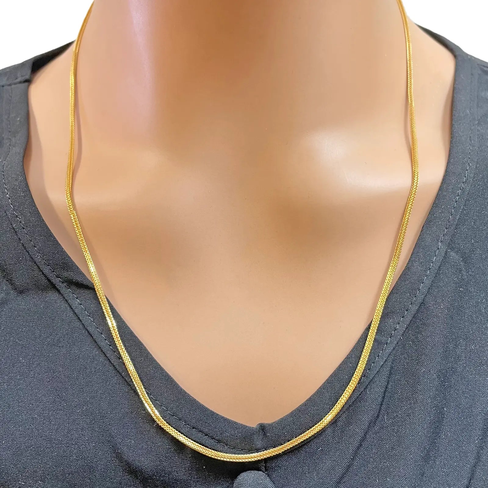 22ct Yellow Gold Solid Double Box Chain Necklace 22 Inches 1.5mm Width 