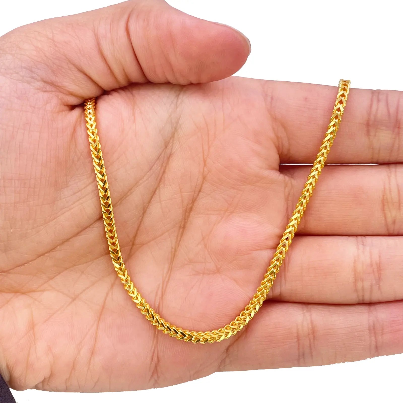 22ct Yellow Gold Solid Foxtail Chain Necklace 22'' inches 2.4mm Width  Diamond Bracelets
