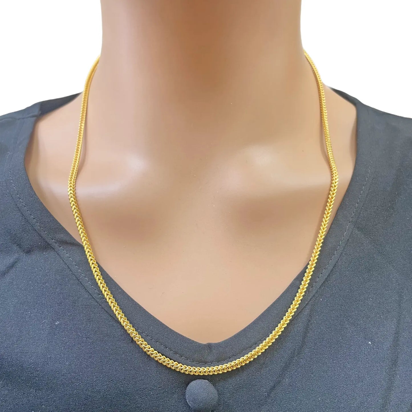 22ct Yellow Gold Solid Foxtail Chain Necklace 22'' inches 2.4mm Width  Diamond Bracelets