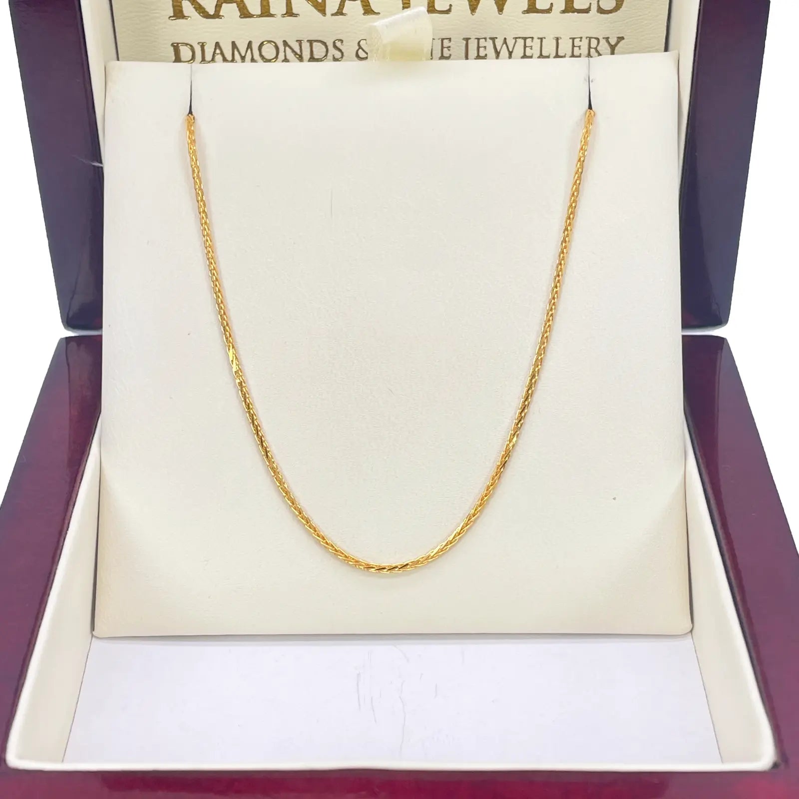 22ct Yellow Gold Spiga Chain Necklace 18'' inch 1.2mm Width 