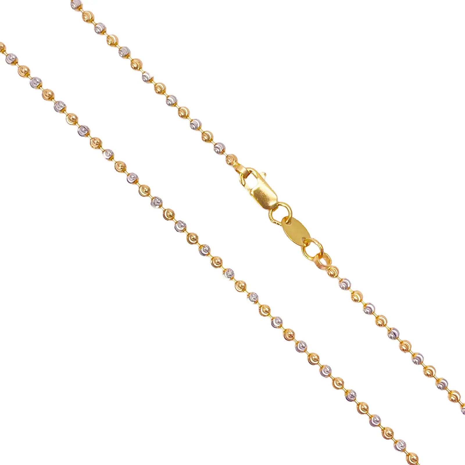 22ct Yellow Gold Two-Tone Diamond-Cut Ball Beaded Chain Necklace 1.9mm  Gold Necklaces