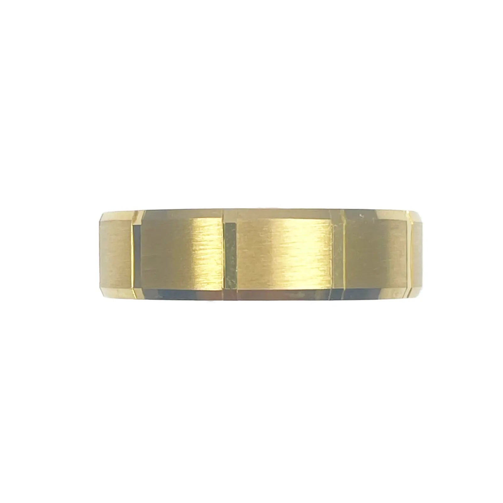 22ct Yellow Gold Two Tone Wedding Band 6mm Square Matt Finish & Bevelled Edges 