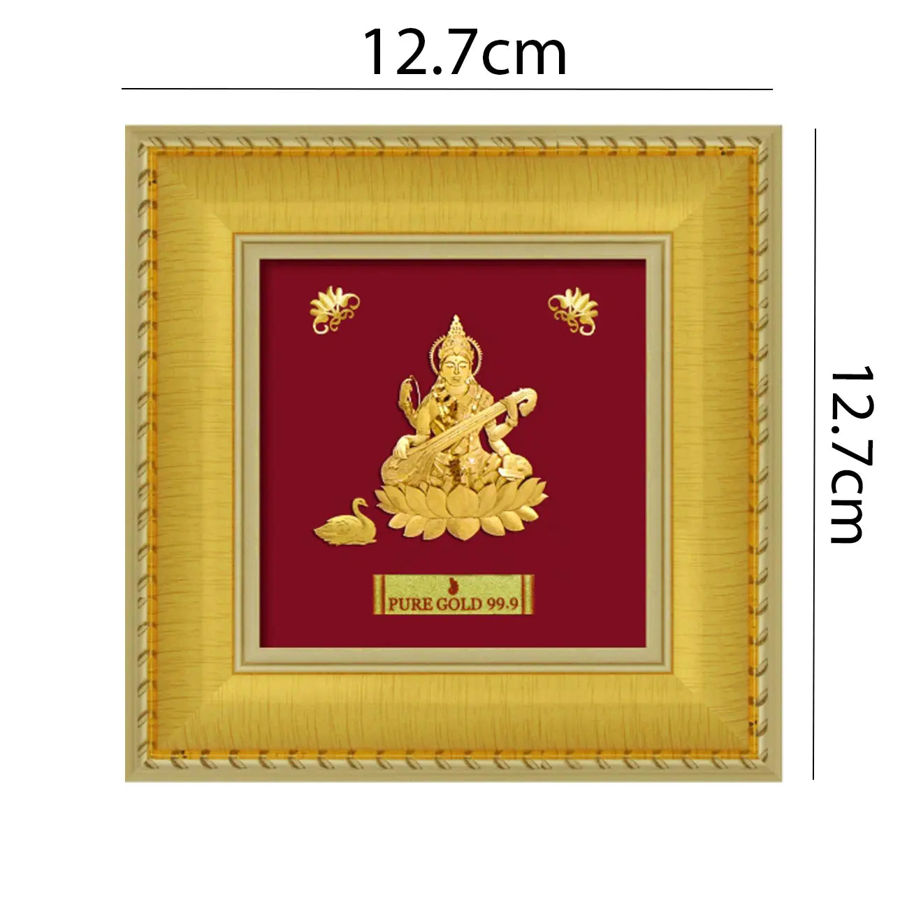 24ct Pure Gold Leaf Saraswati Frame 12.7 x 12.7cm 